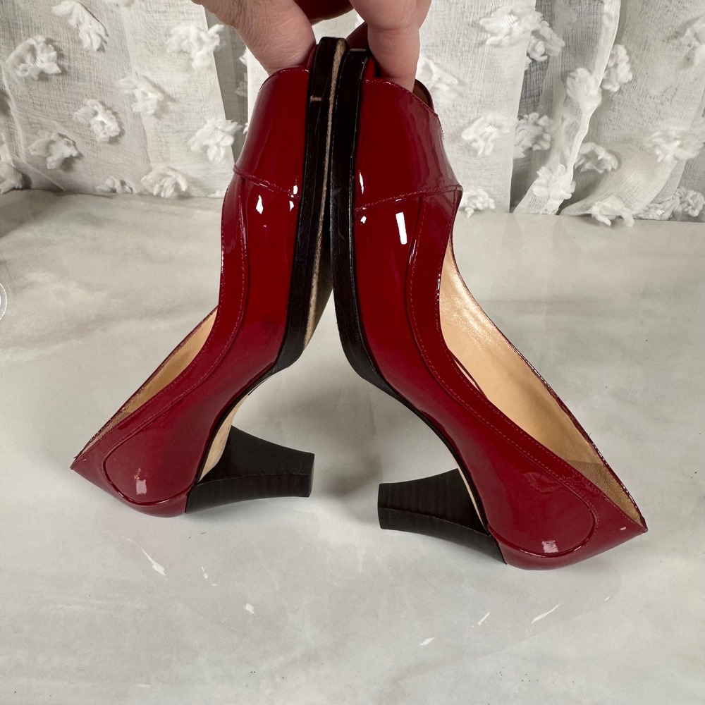 Cole Haan Nike Air Red Patent Leather Peep Toe Pumps Heels Size 6B - Picture 4 of 12